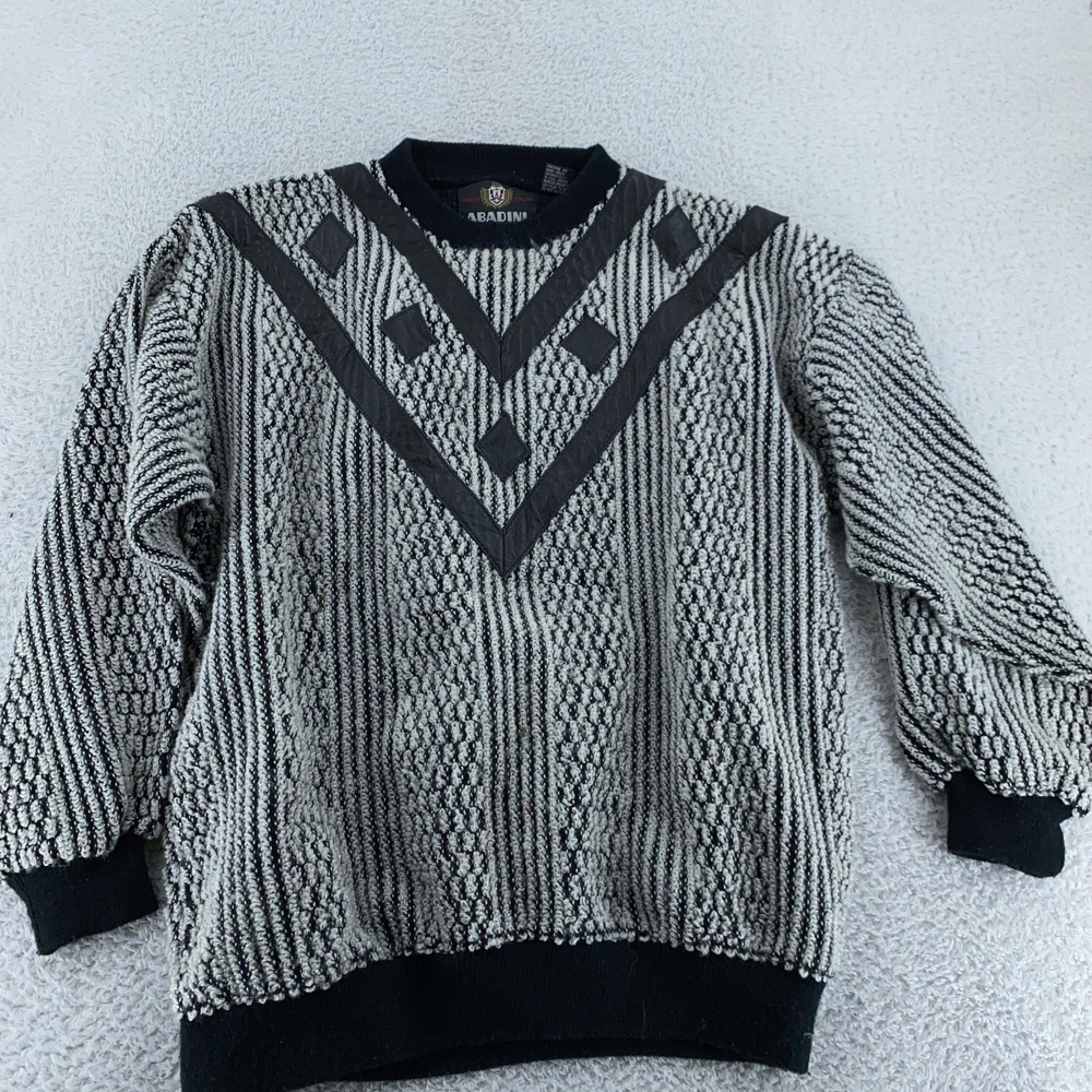 Vintage 90s Abadini Textured Knit 3D Appliqué‎ Sweater Mens Medium Geometric